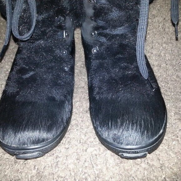 OSCAR SPORT-Italy-Apres Ski-Goat Fur and Fun Fur Boots-Black-Size 38-Near Mint - Picture 3 of 8